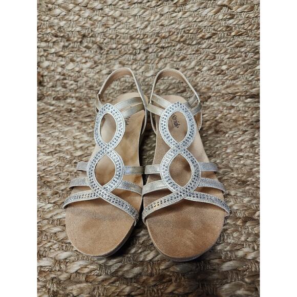 New! LifeStride Women's 9.5 M Mesmerize Gold Flex Comfort Sparkly Wedges - Picture 3 of 11